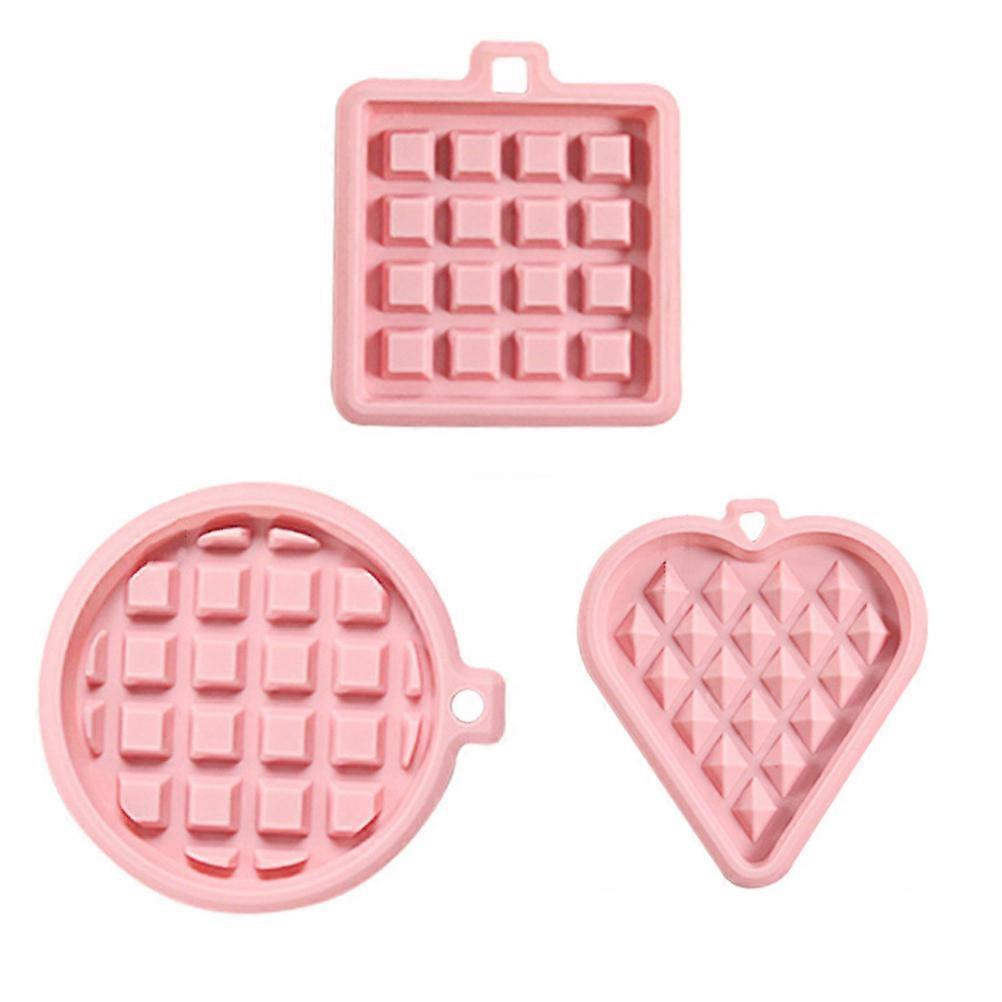 Silicone Baking Mold 3Pcs Cake Mold Waffle Making Mold For Kitchen Use Pink