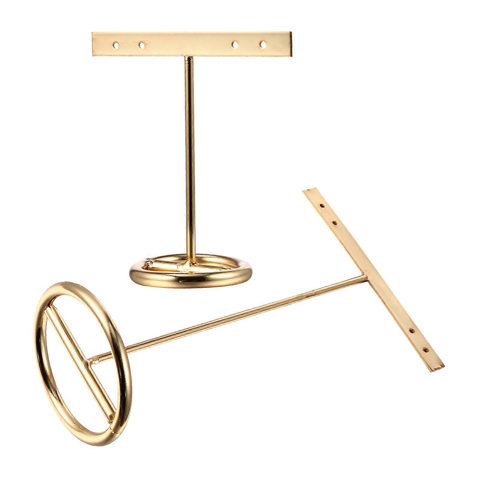 Golden Jewelry Display Racks with T-Bar for Earring Display Supports 6Pcs