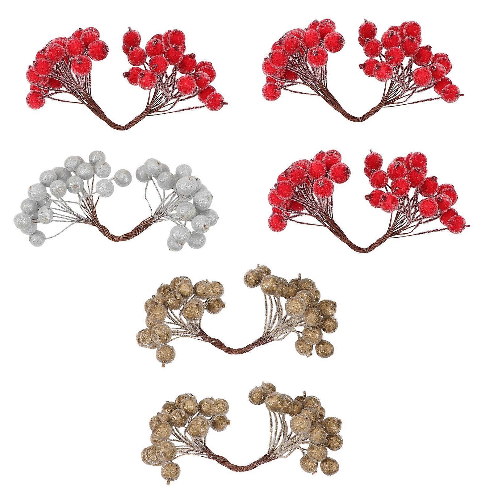 6Pcs Fake Berry Décal Branch Shape Assorted Color for Festival Atmosphere Creation