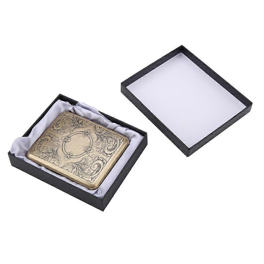 Retro Bronze Metal Cigarette Box Case Double Sided Pocket Holder for 20 Cigarettes (#4)
