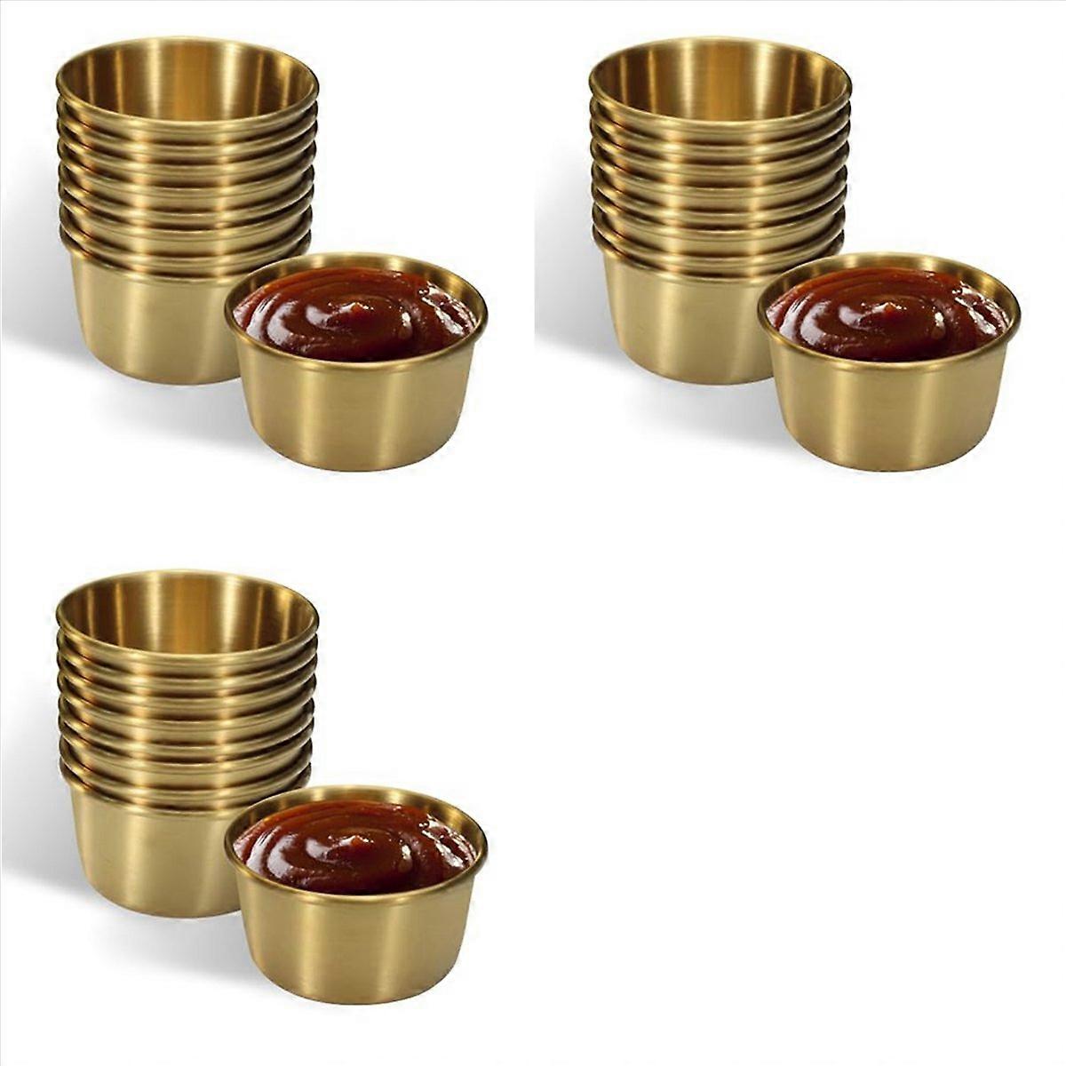 6 pezzi di tazze per salse in acciaio inossidabile da 2 once, mini ciotole per salse, tazze per condimenti in metallo riutilizzabili, ramekin