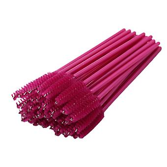 Veeki 200pcs disposable portable nylon eyelash brush, eyelash curler, powder rod rose red rod makeup brush, eyebrow comb