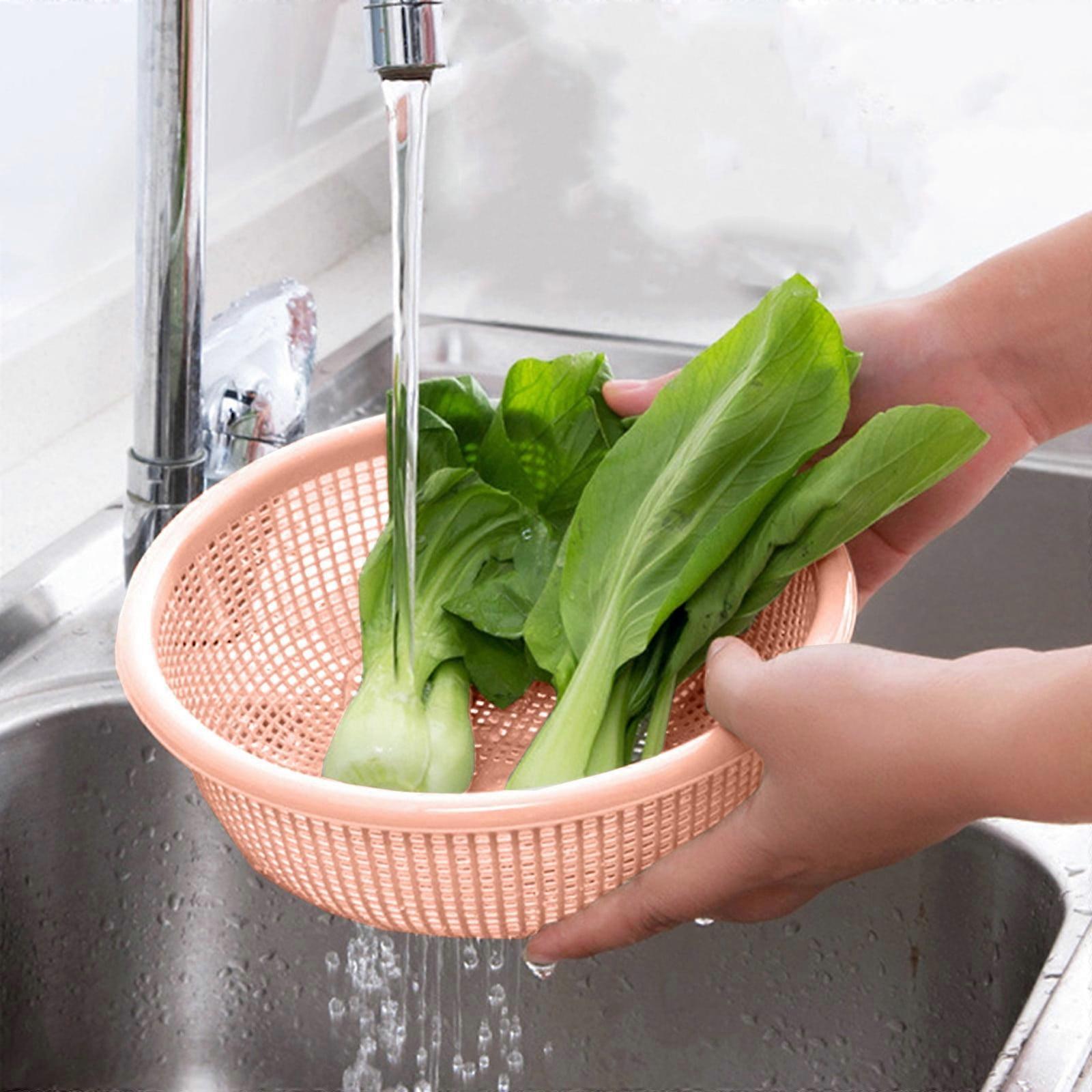 3 PCS Washing Vegetable Baskets Set - Multi-layer Stackable Fruit & Veg Colander with Strainer, compatible with kitchen sinks