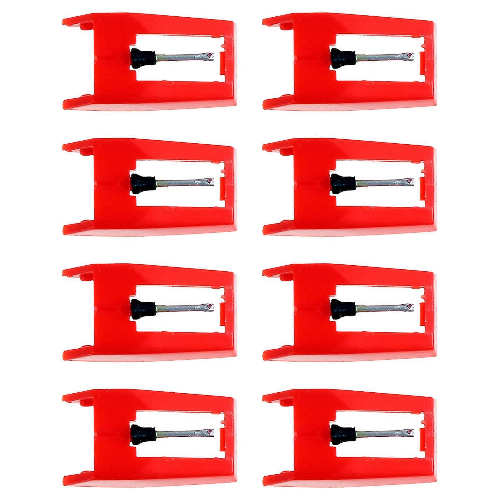 Record Player Stylus Needle Replacement for Turntable 8Pcs Red Plastic Aluminum