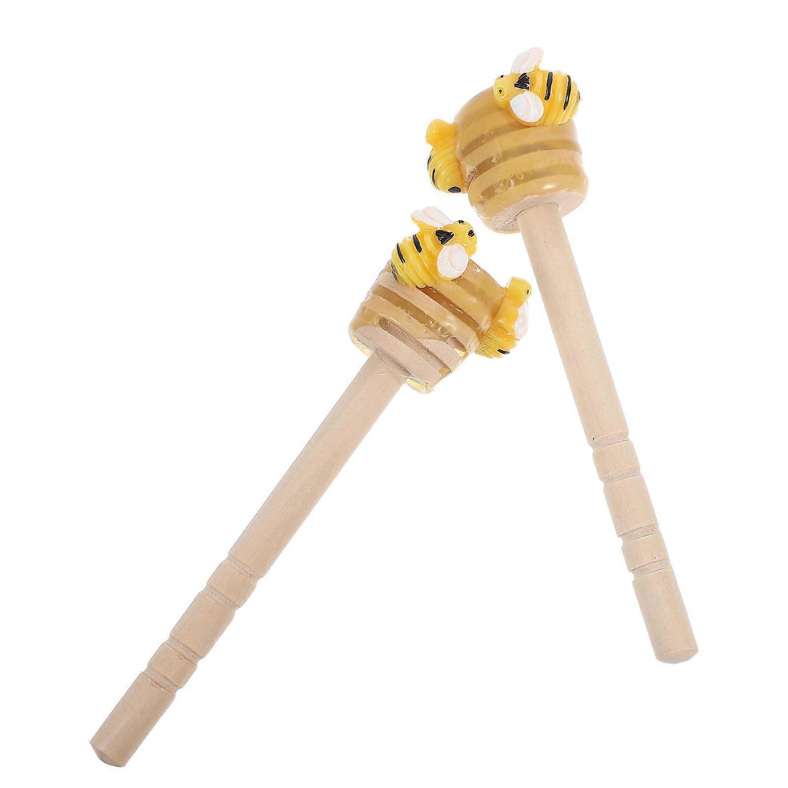 Bee Themed Mini Stirring Stick Set for Kitchen Decor 6Pcs Wood Material