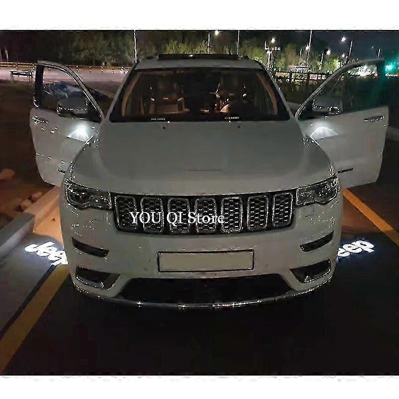 2pcs Led Car Light Rearview Mirror Welcome Shadow Lamp For JEEP Grand Cherokee (2014-2020) Laser Projector Ghost Modification 26s