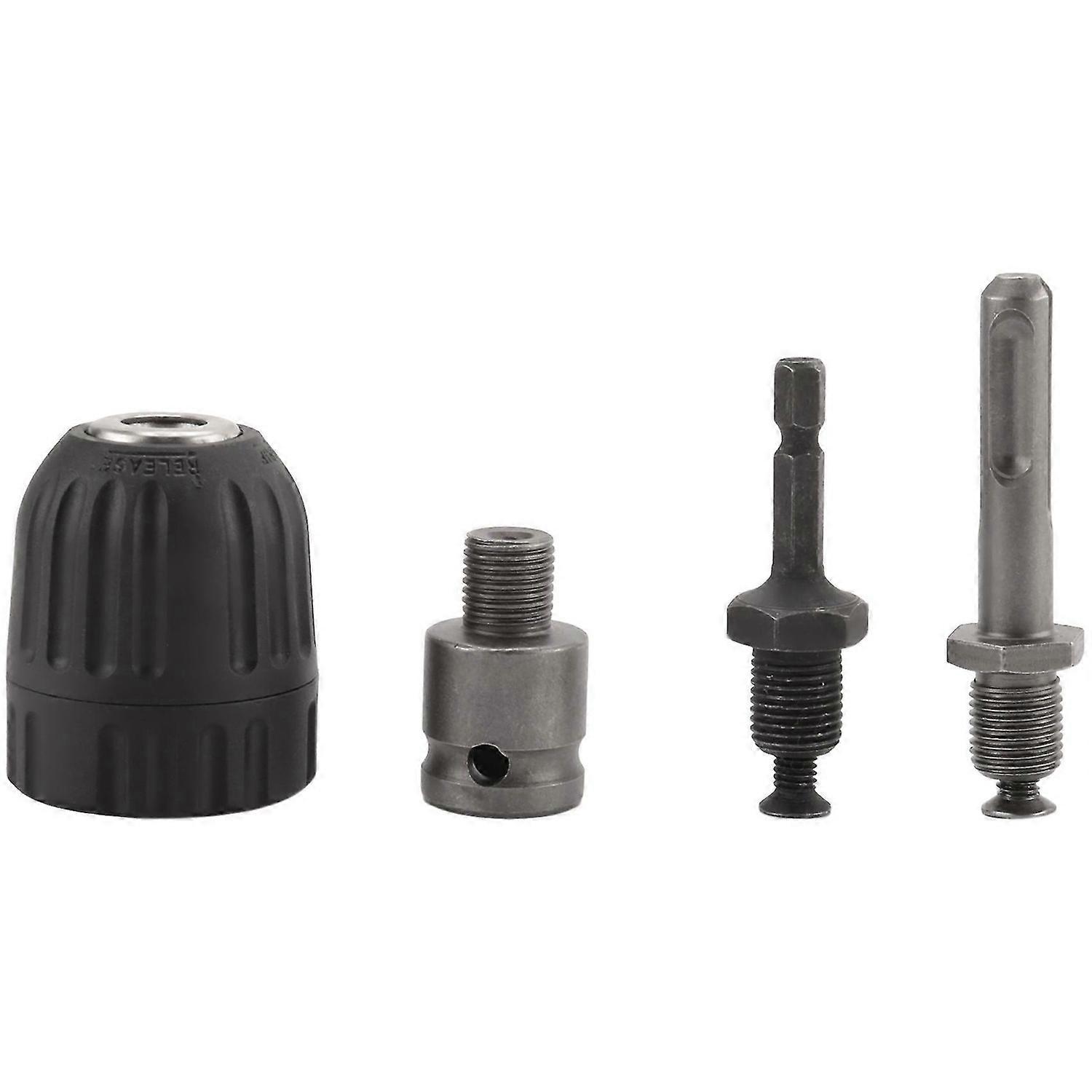 0.8-10mm Precise Keyless Drill Chuck Converter 3/8Inch- 24UNF Thread Quick Change Adapter with SDS-Plus Hex Shank Socket