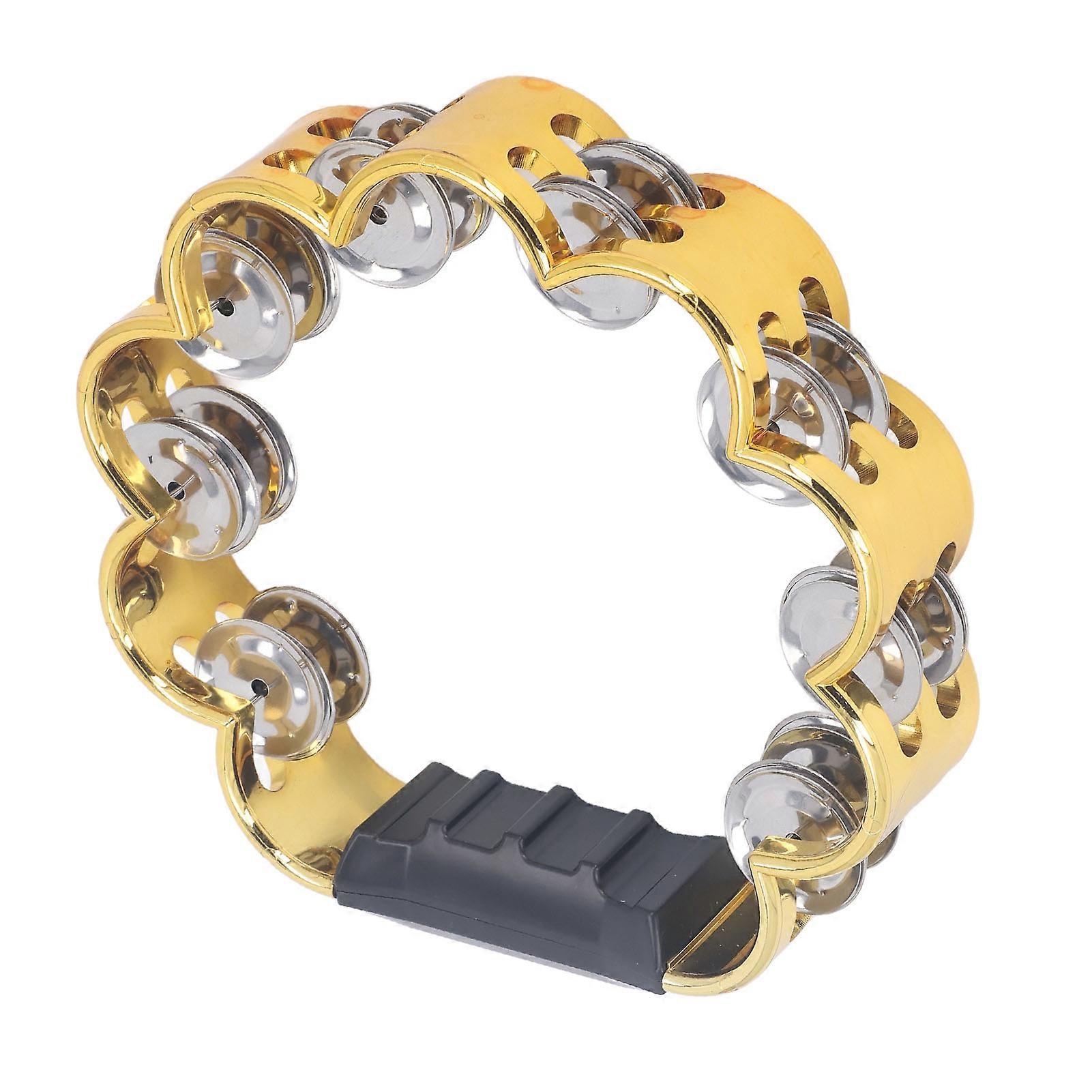 Tamburin kétsoros virágos design ütőhangszerek Jingles kézi hangszer parti előadáshoz arany színű 