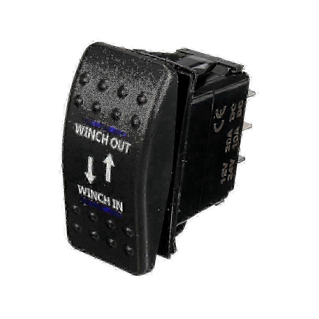 12V 20A On-off-on Rocker Switch with Blue LED 7-Pin for Winch Operation