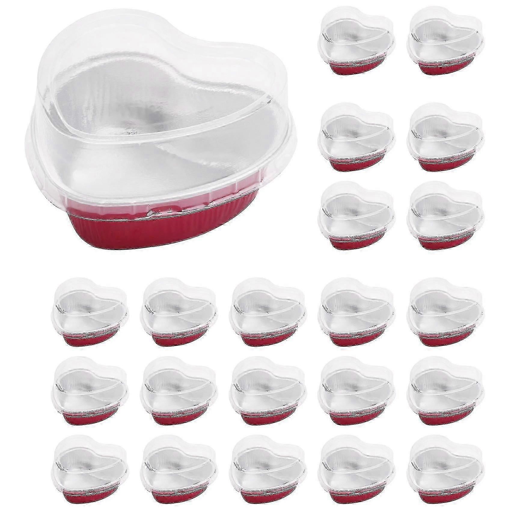 100 قطعة أكواب كب كيك حمراء على شكل قلب يمكن التخلص منها مع أغطية ، قوالب خبز عيد الحب للحلويات الفطيرة