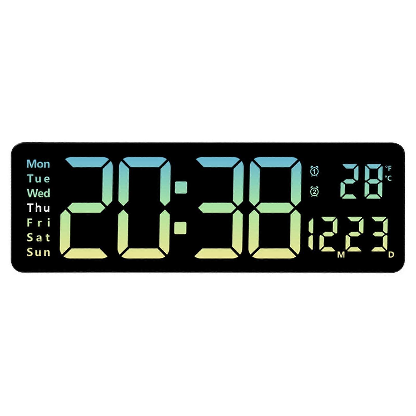 Wall Clock Large Screen LED Digital Display Multifunctional Electronic Clock Gradient B 15.2 X 1.3 X 5.1 In Living Room