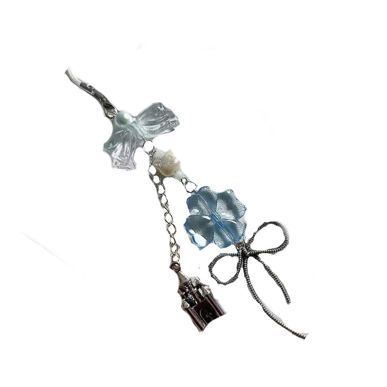 Cartoon Resin Phone Lanyard With Miniature Castle Charm And Four Leaf Clovers Lightweight Keyring Accessory Multicolor