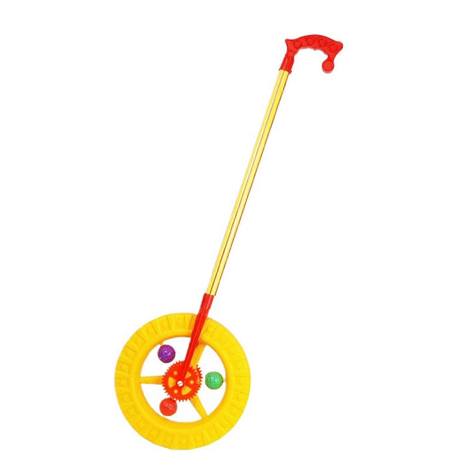 Large Wheel Push Toy for Children Outdoor Activity Toy for Encourage Balance and Coordination Skills Multicolor