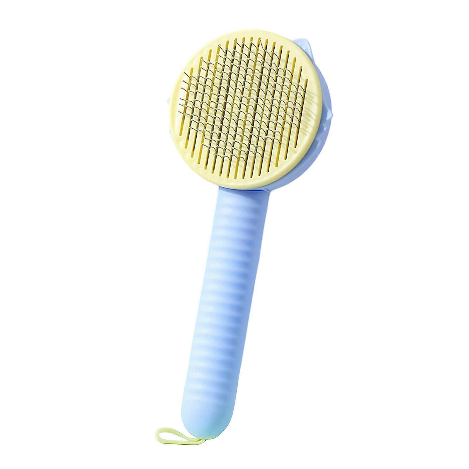Pet Deshedding Brush With Massage Function ABS Dog Grooming Tool For Shedding Control And Coat Care  Sky blue