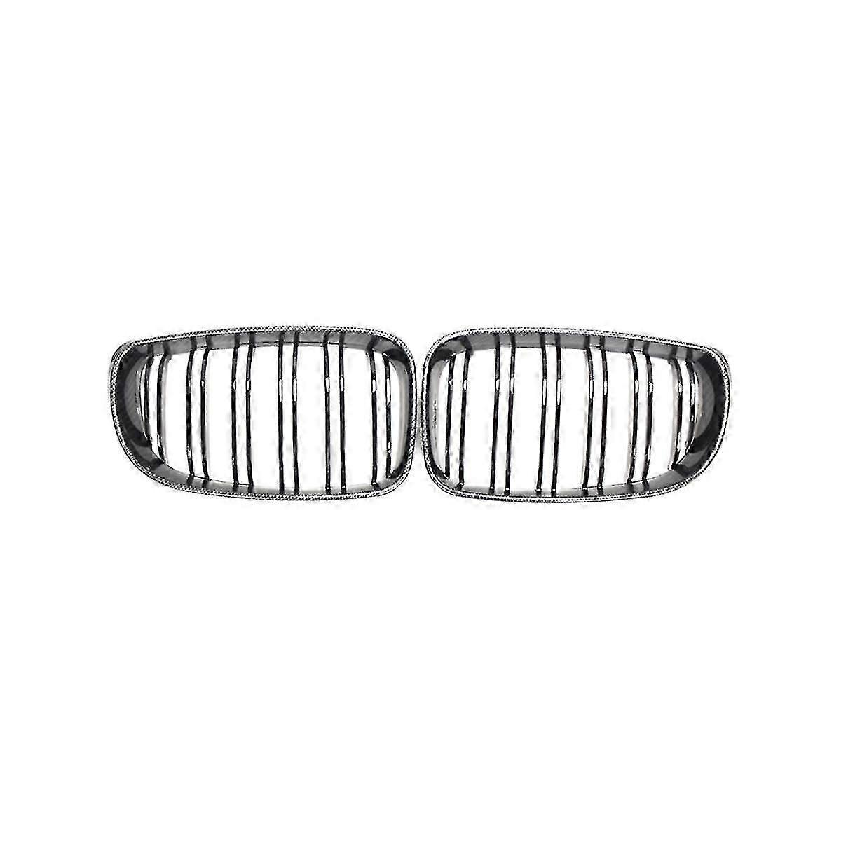 1 Pair Front Kidney Grille For E87 Carbon Fiber Double Line Left Right Front Grills Frame Trim