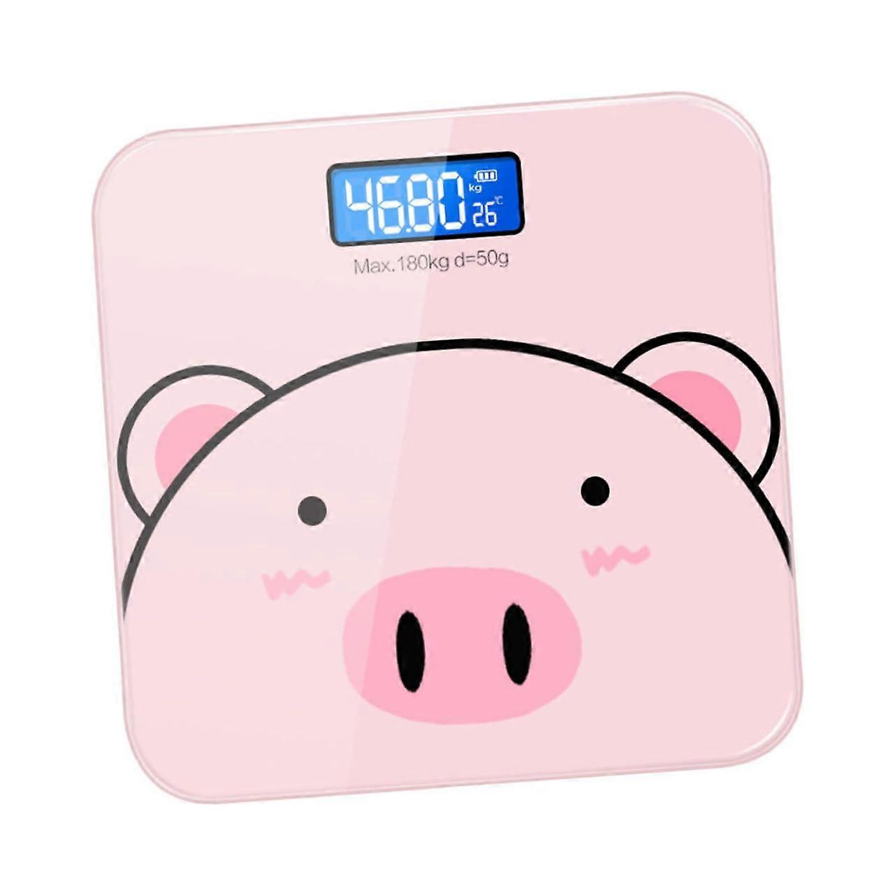 Cartoon Digital Bathroom Scale USB Rechargeable LCD Display  Precision Weight Monitor with Switchable Units