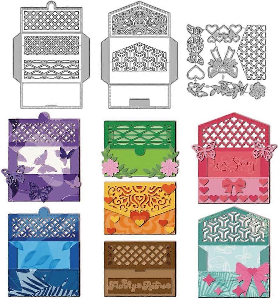 Envelope Die Cuts for Card Making Grid Envelopes Metal Cutting Dies Tie Butterfly Embossing Cutting Stencil for Scrapbooking Craft Paper Greeting Card