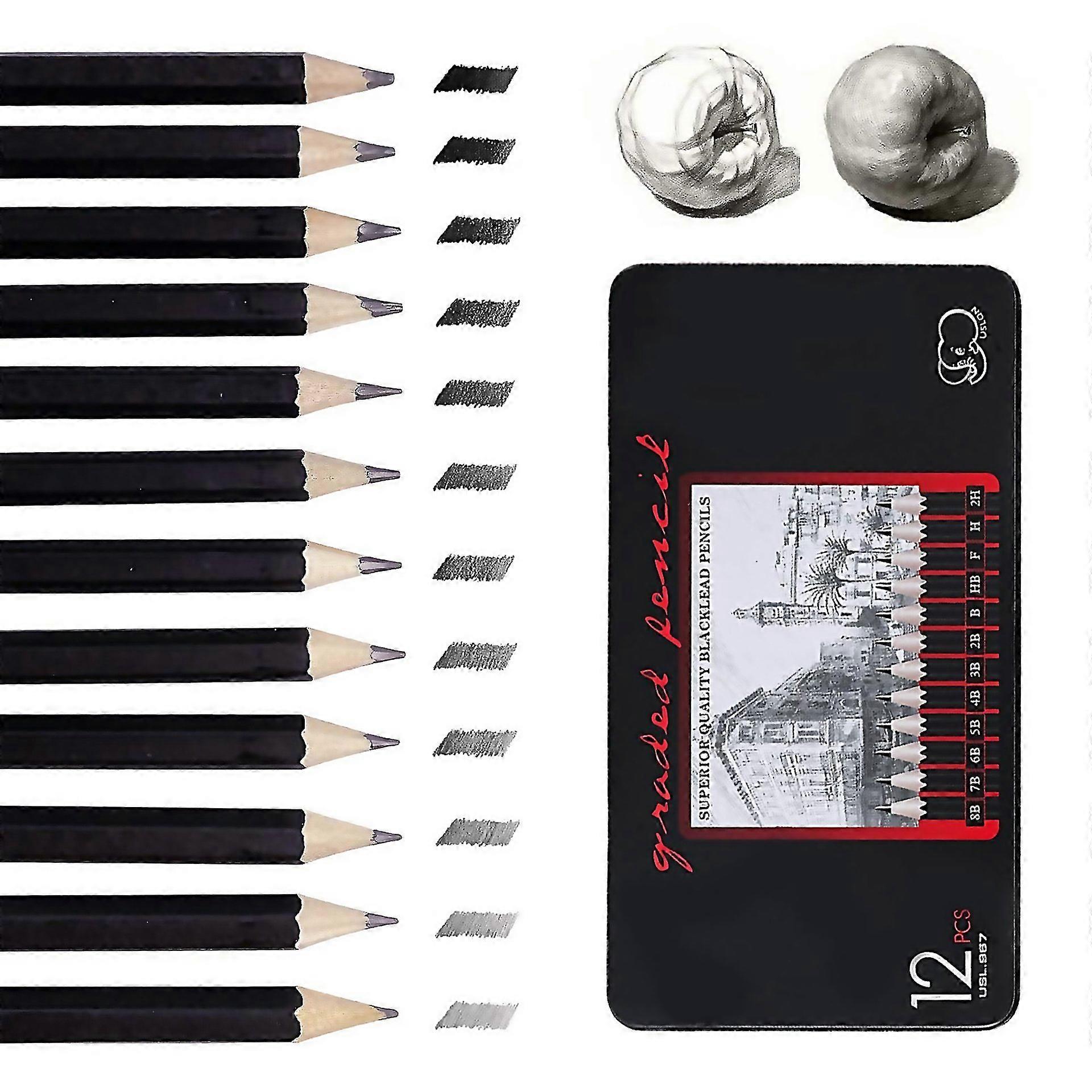For Drawing Sketch Pencils Set 12 Pcs Professional Sketching 8b 7b 6b 5b 4b 3b 2b B Hb F H 2h Painti
