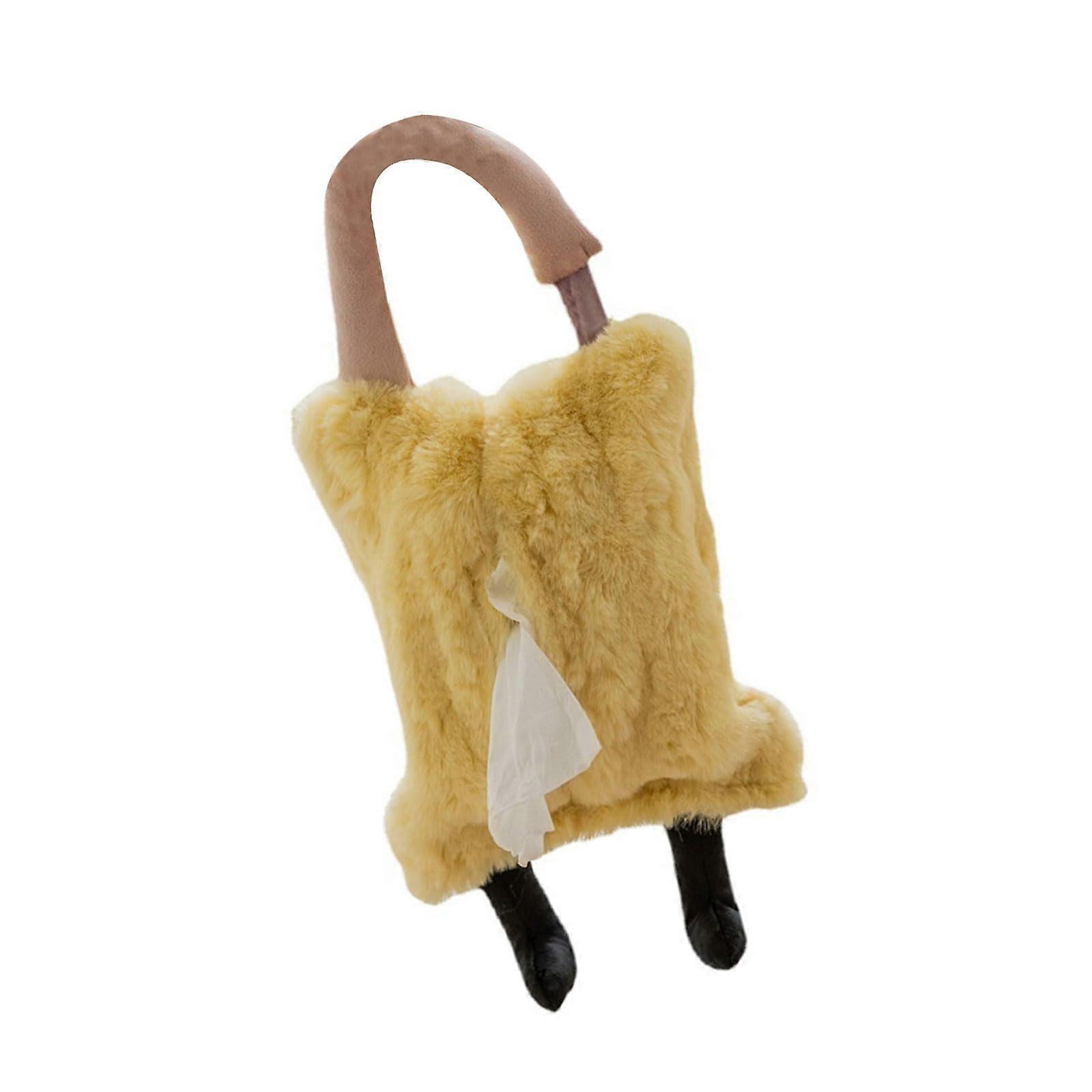 Multipurpose Cartoon Tissue Storage Case Sturdy Polyester Cover For Home Office Use Desktop Organizer Light Yellow