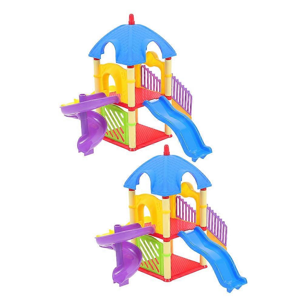 Playing Slide Toy 2Pcs Miniature Playground Models for Home Ornament