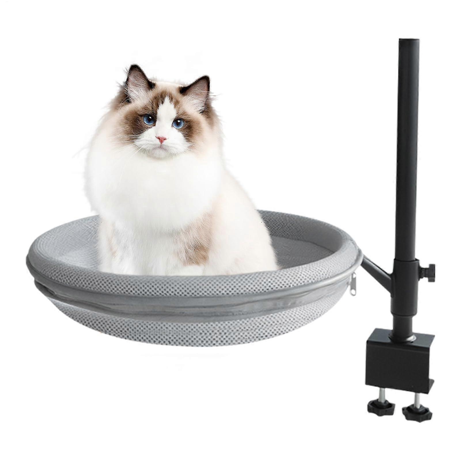 Cat Bed for Desk – 360° Rotating Den for Kittens – Removable Cozy Bed for Car, Balcony, and Counter Use