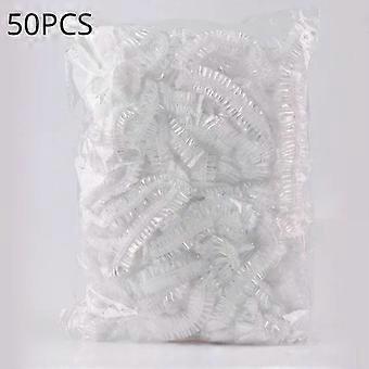 50/100PCS Disposable Shower Cap Elastic Plastic Thickened 42cm Waterproof Headgear for Spa Salon Hair Dye Women Elastic Hair Cap