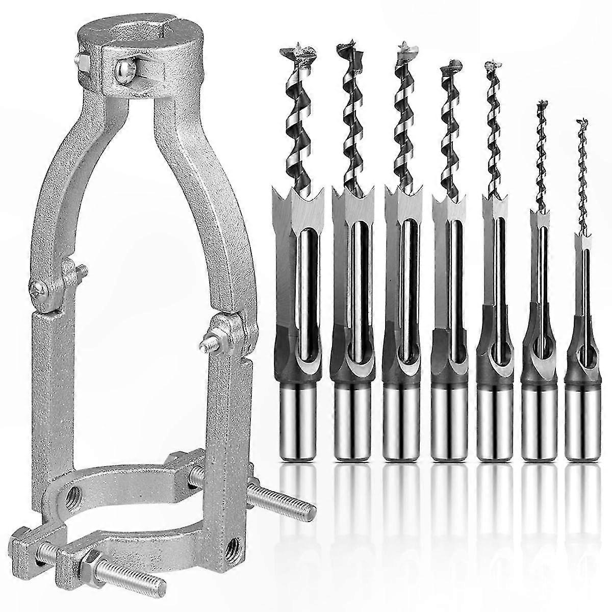 7-Piece Square Hole Drill Bit Set with Adapter, Mortising Chisel Kit for Power Tools