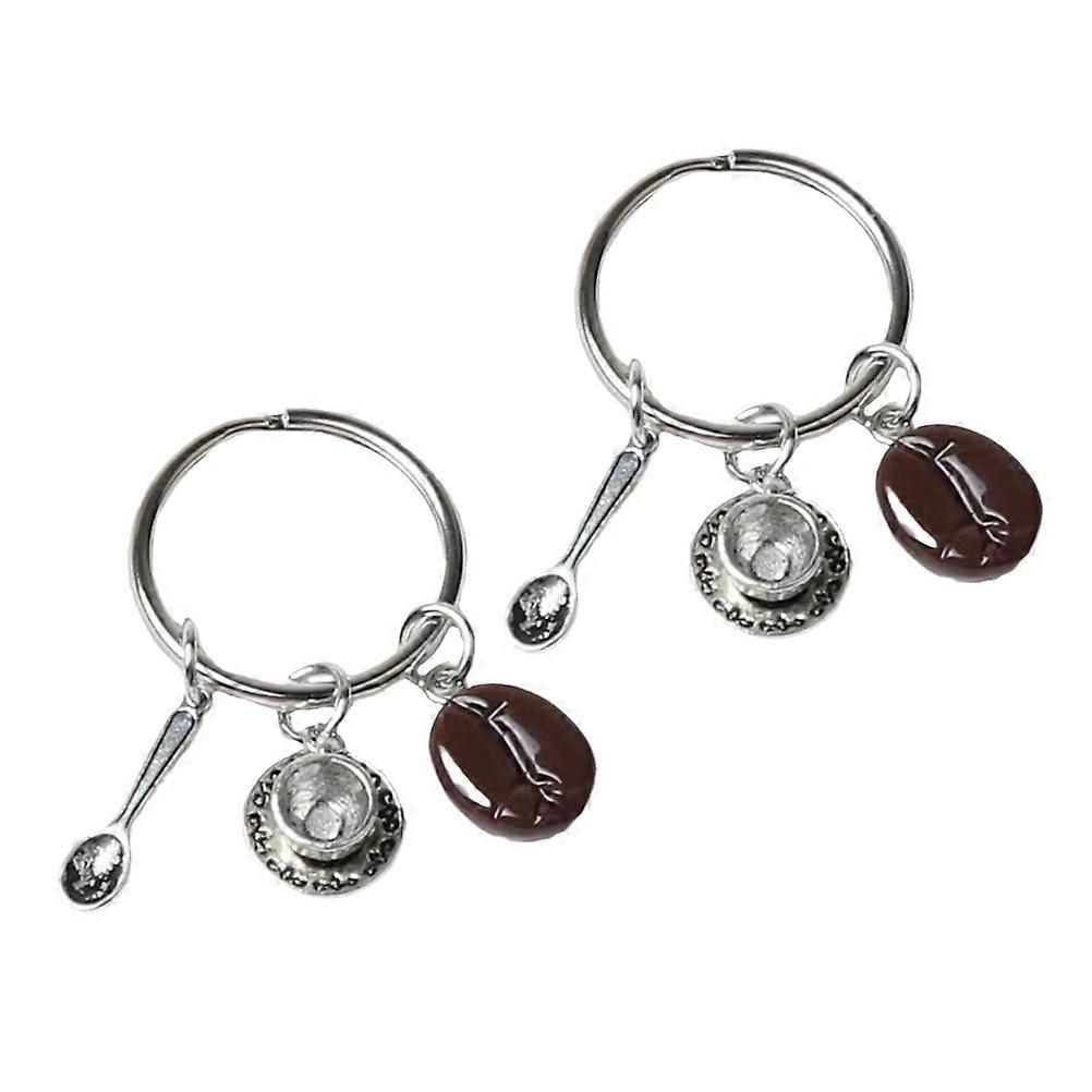 Mini Coffee Cup Keychain Set 2Pcs for Key Use Alloy Coffee Bean Charm