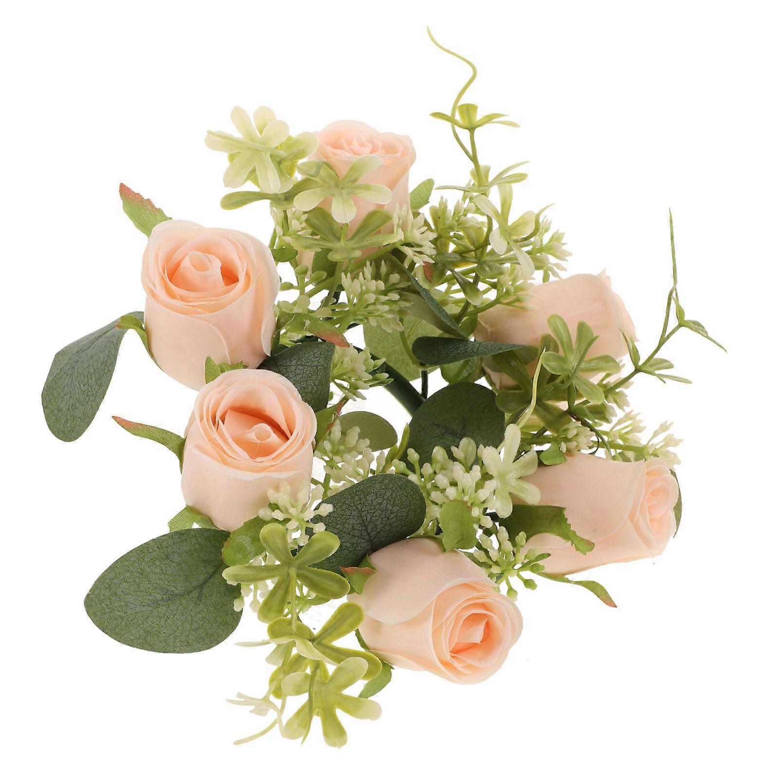 Fake Flower Candle Wreath Eucalyptus Style Perfect For Table Decor 1Set