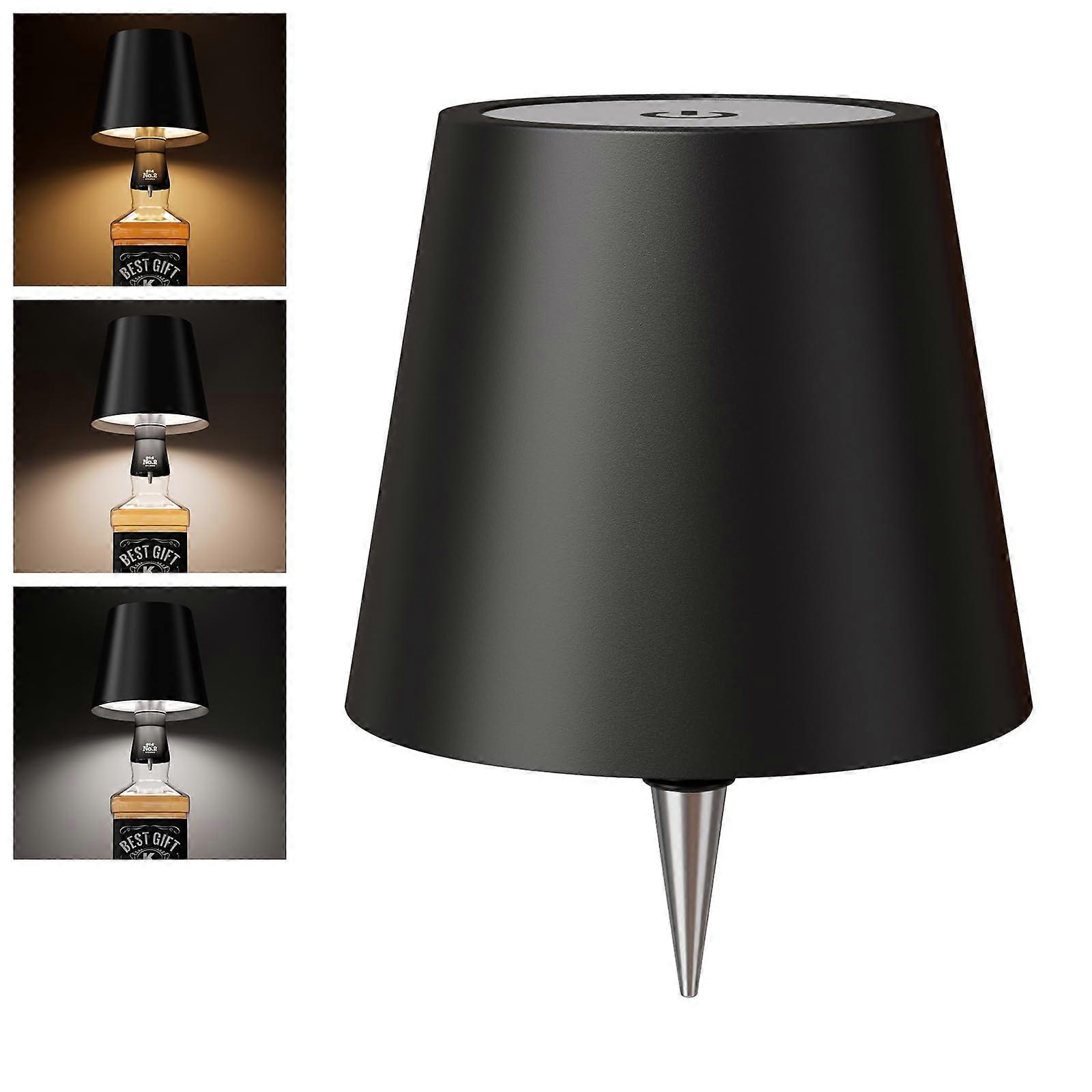 Wireless Bottle Lamp with Touch Control Dimming, 3 Modes Waterproof LED Wine Bottle Light Black