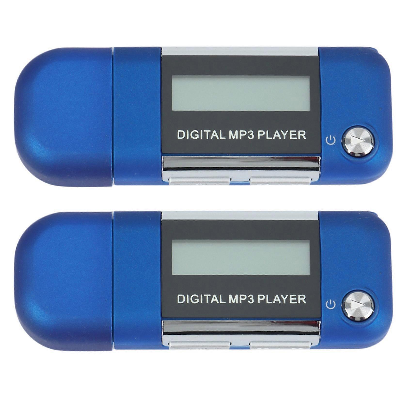 2X Mp3 Player 4GB U Disk Music Player Supports Replaceable AAA Battery, Recording (Blue)
