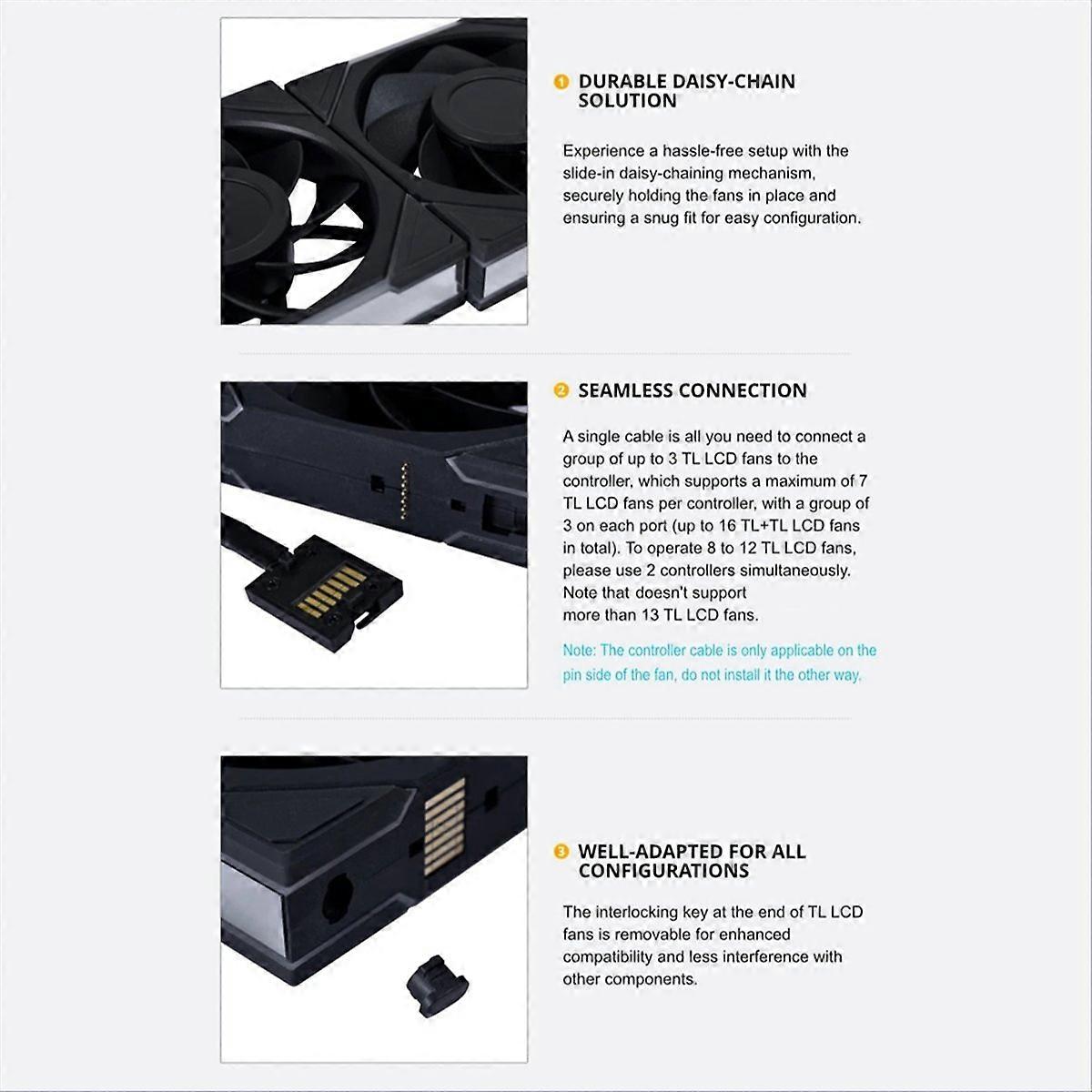 Lüfter TL LCD 120 mm Reverse Blade Single ARGB Lüfter Weiß