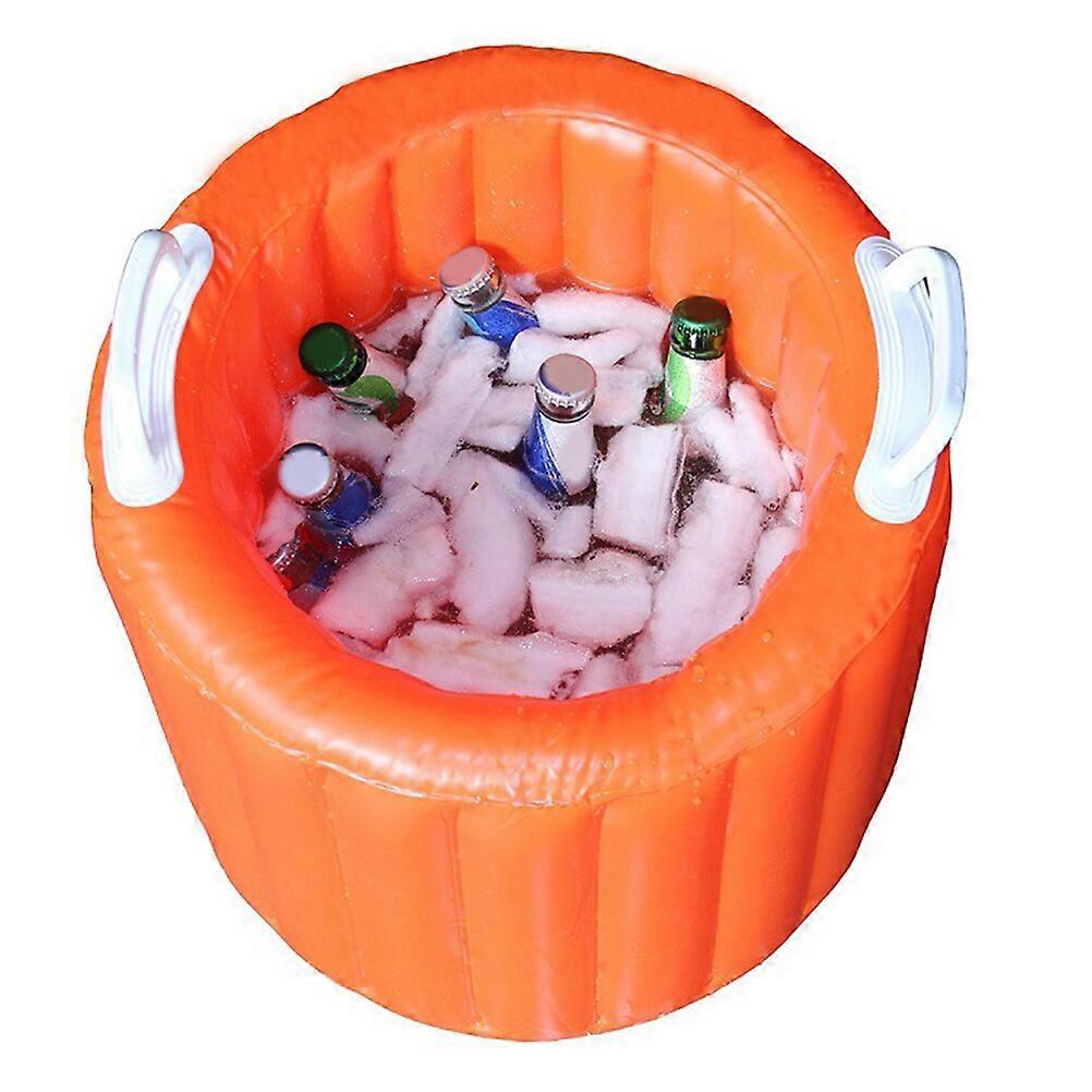 Outdoor Multi-functional Porable PVC Inflatable Ice Bucket Foldable Bucket Storage Bucket (Orange)
