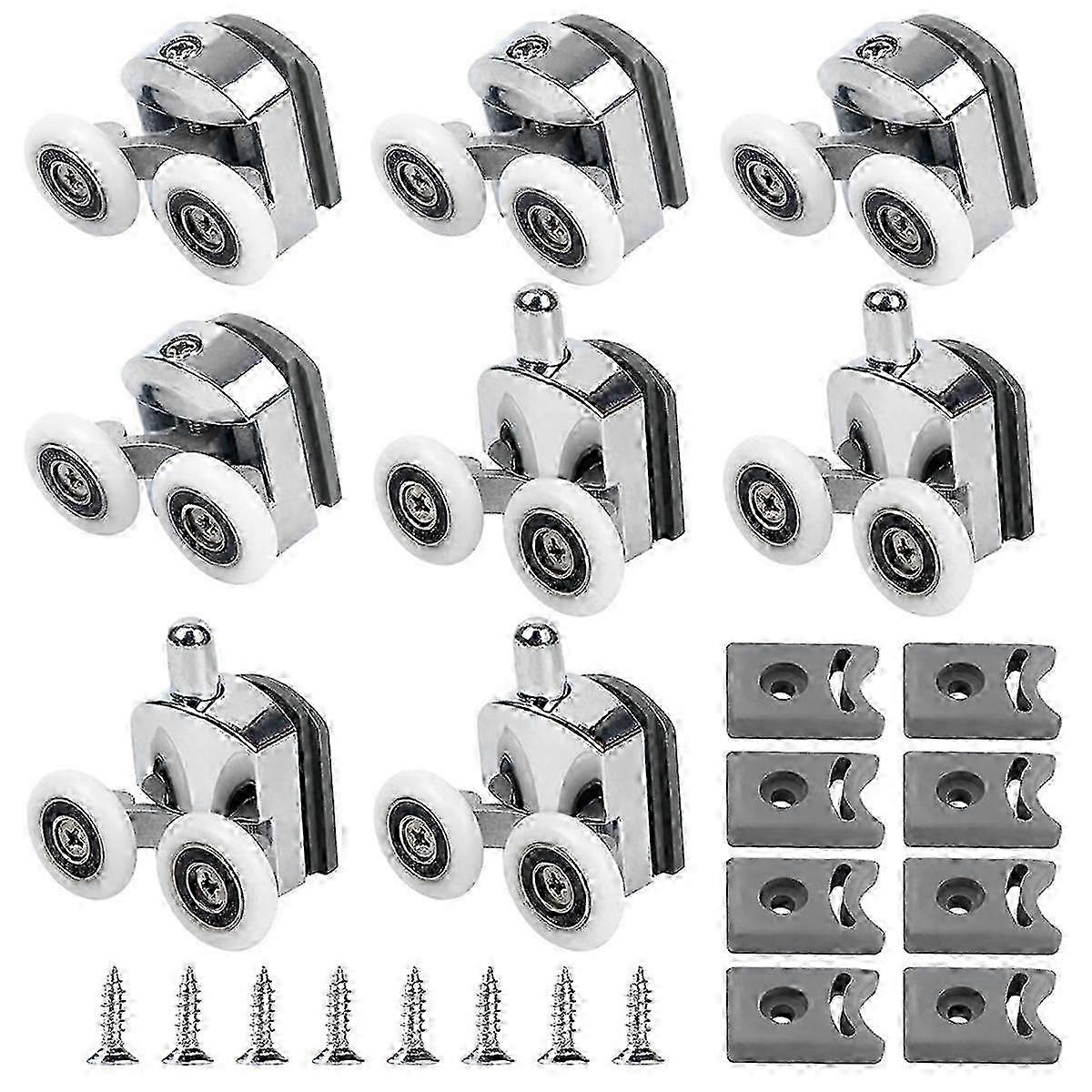Curved Shower Door Rollers, 8Pcs Replacement Wheels for Bathroom