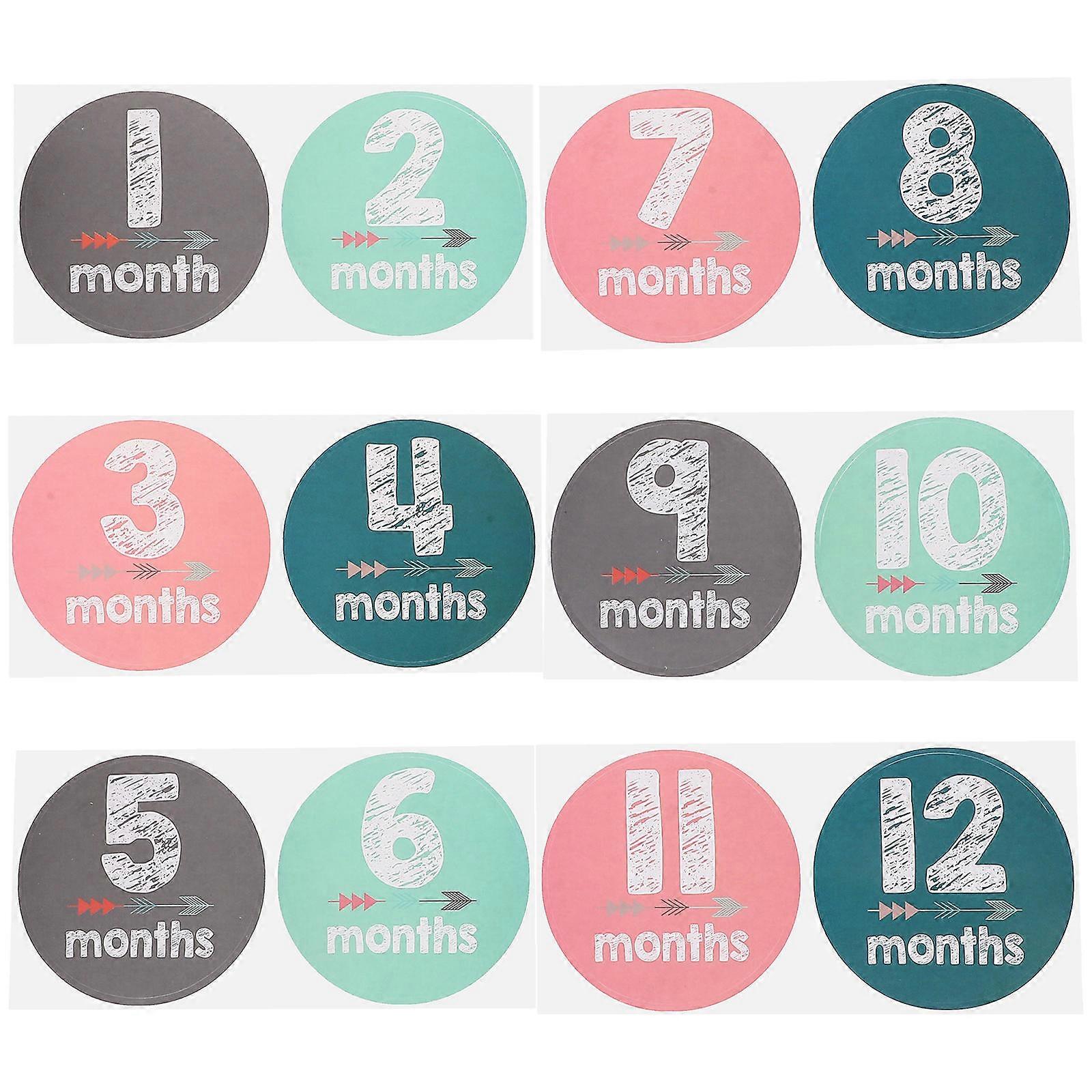 4 Sets Baby Monthly Stickers Assorted Color Photo Props For Newborn Age Tracking Capturing Growth