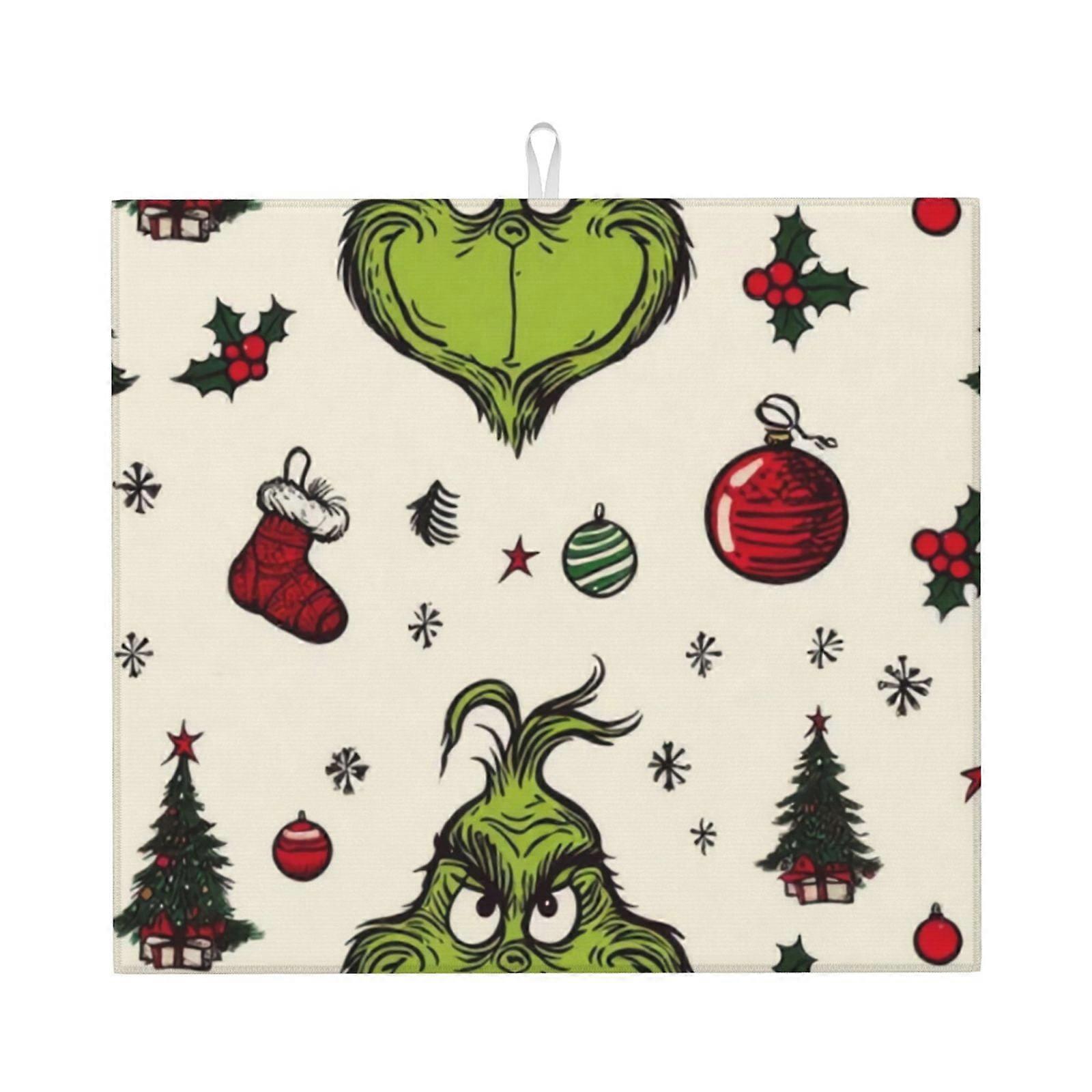 The Grin-Ch Dish Drying Mat For Kitchen Counter, Microfiber Dish Mat, Fast Absorbent Draining Pad