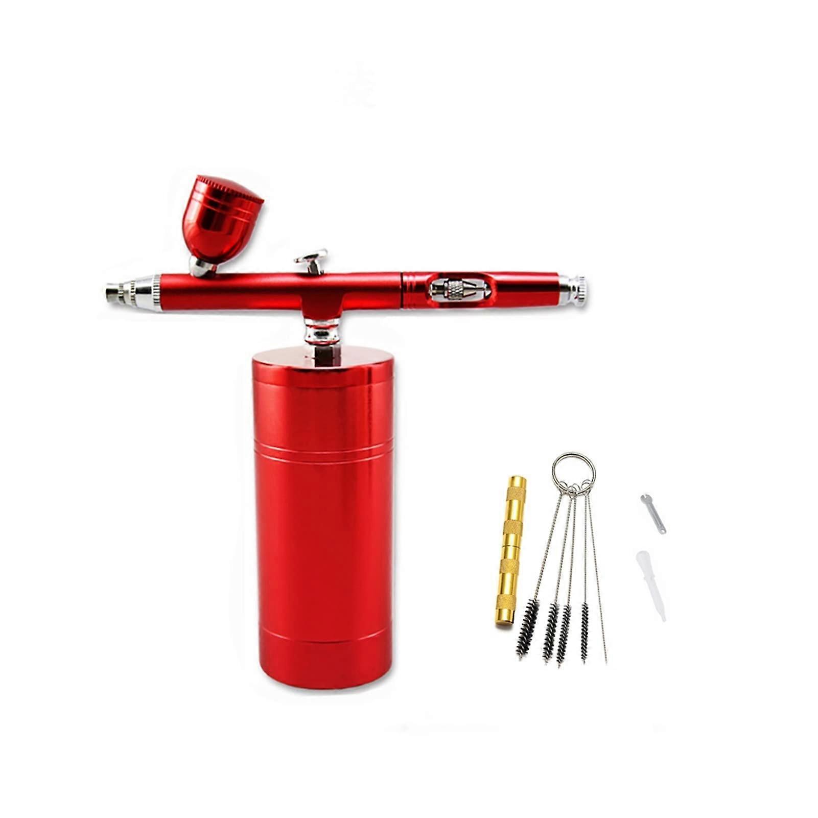 Professional Wireless Airbrush Kit with Compressor, Adjustable Spray Pattern, Red for Makeup and Crafts