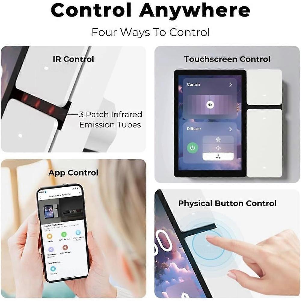 Tuya Smart Touch Screen 3.5 Inch WiFi Panel Scene Switch Central Controller with IR Remote Control White