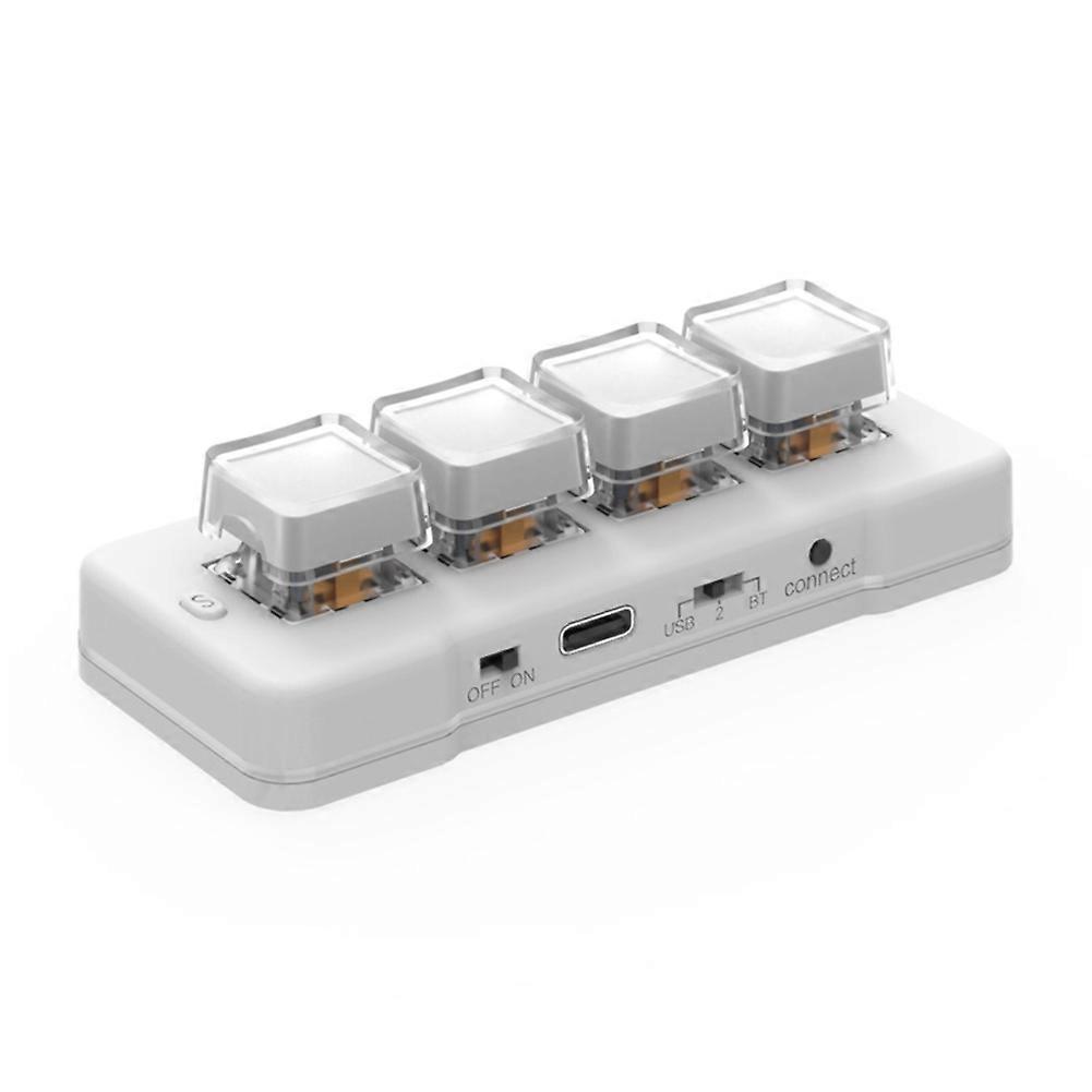 MK424BT 4-Key Mini Customized Keyboard with Mechanical Blue Switch USB+BT Dual-Mode Macro Programmable Keyboard White