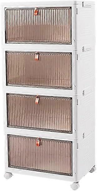 4Tier Plastic Storage Drawers with Wheels, Stackable Bins with Lids for Home and Office Use