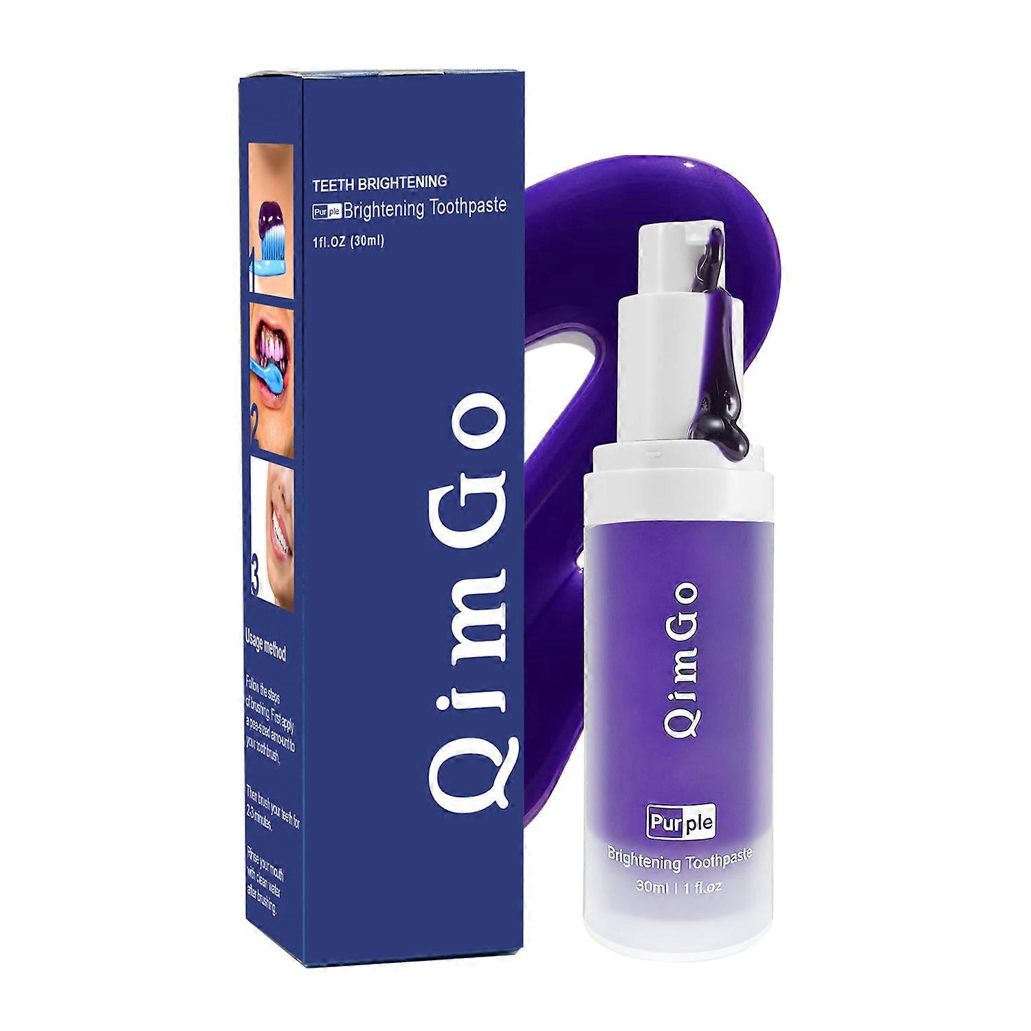Purple toothpaste cleans and whitens teeth