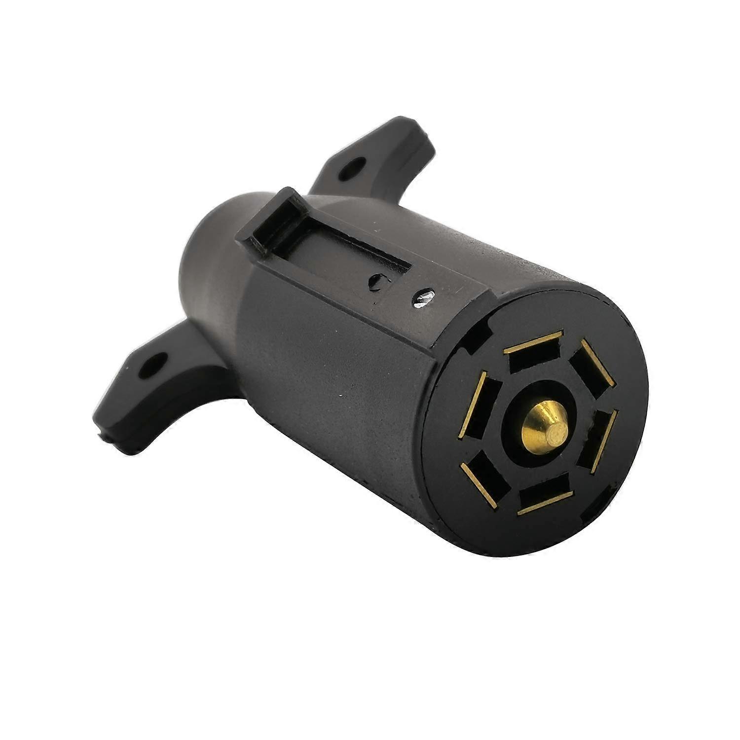 7 Pin Trailer Plug Adapter, Weatherproof 7 Way Round to 5 Way Flat Converter for Towing