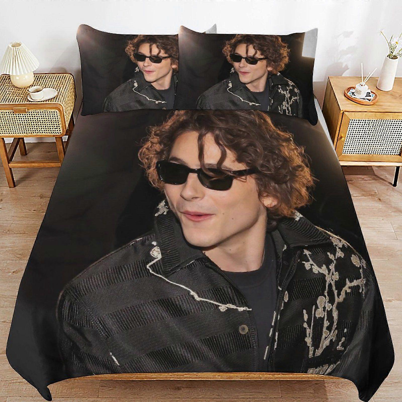 Timothee chalamet Consistent Soft Layer Machine Wash Safe Threaded Finish Duvet Cover Sets Comfortable Bedding