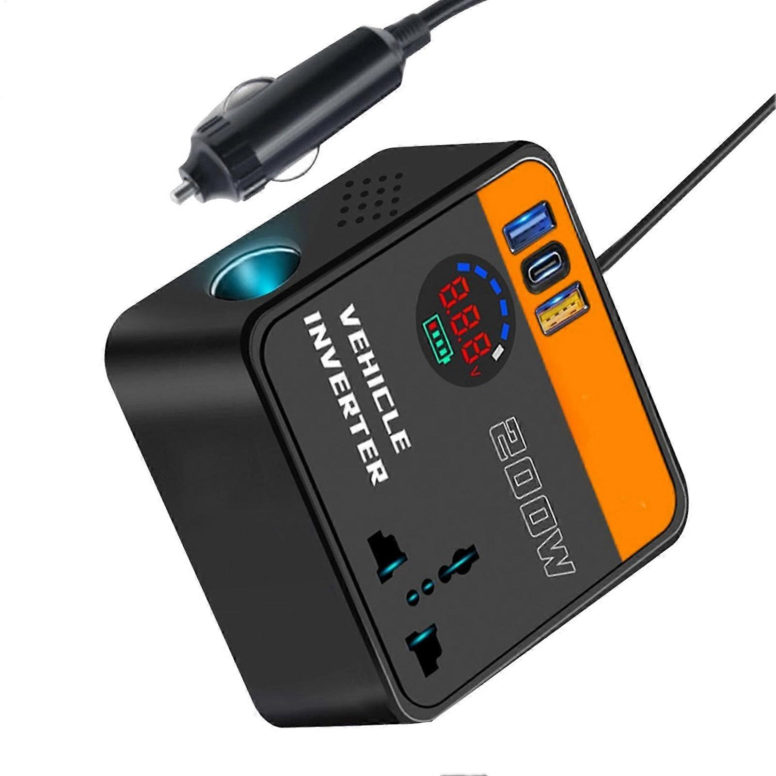 Car Power Inverter 12V to 110V with Fast Charging and Smart Voltage Display for Road Trip