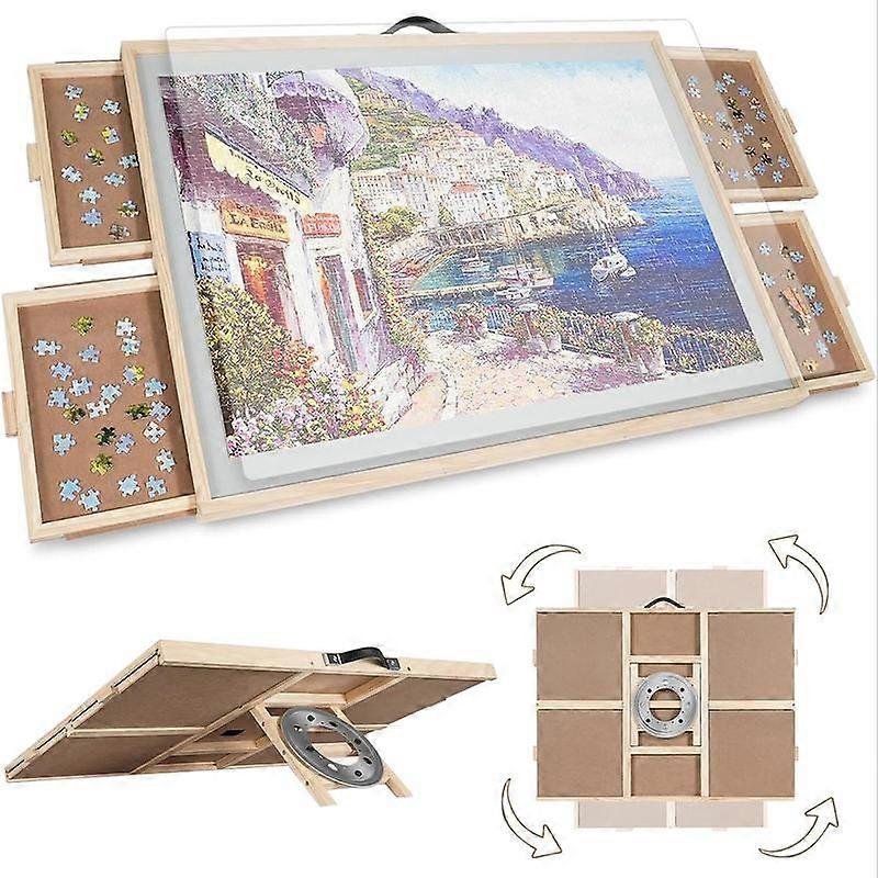 ALL4JIG 2-in-1 Puzzle Board for Adults with Wooden Tabletop, Drawers, Lazy Susan and Cover, Rotating and Tilting Design, Portable and Eco-Fr