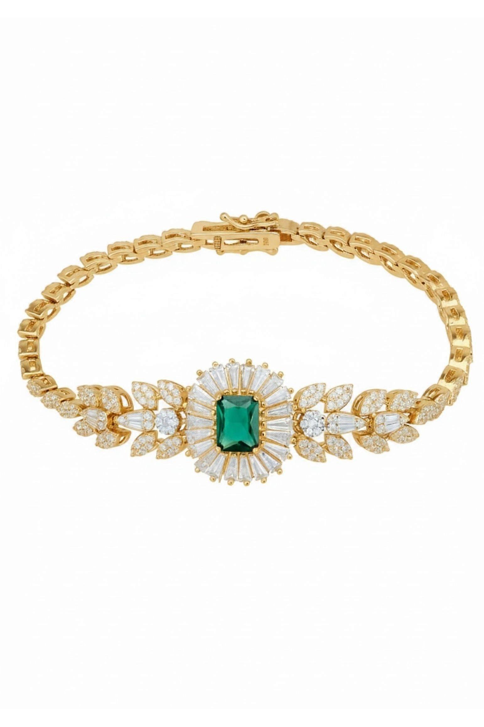 Countess Gemstone Bracelet Emerald Gold