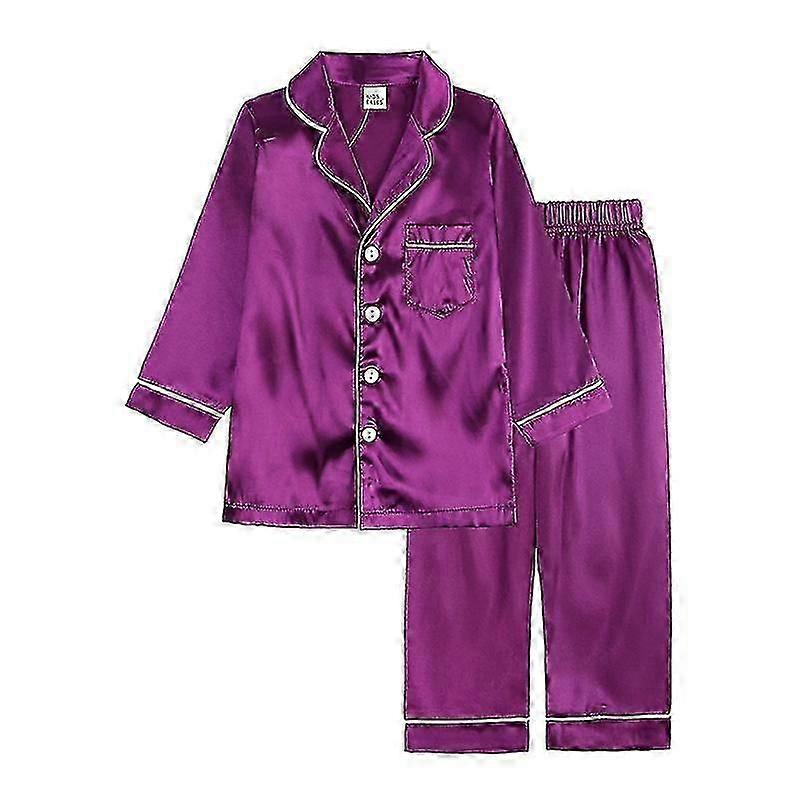 Kids Toddler Baby Girl Boy Satin Pajamas Set Long Short Sleeve Button-down Pajama Shirt Top+pants Bottoms Sleepwear Outfits