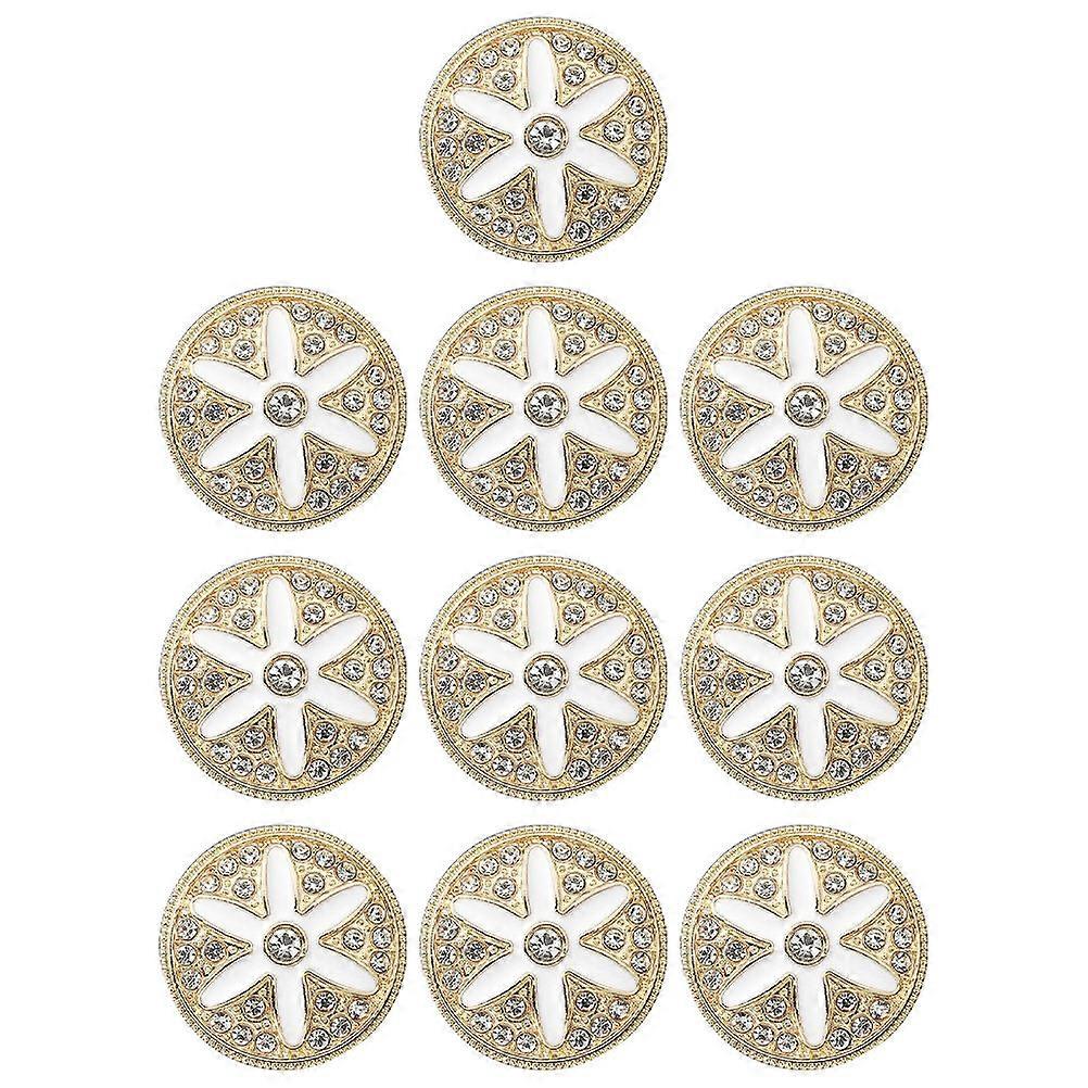Metal Button Overcoat Button for Clothes Use White 1Set 10 Piece Round Buttons