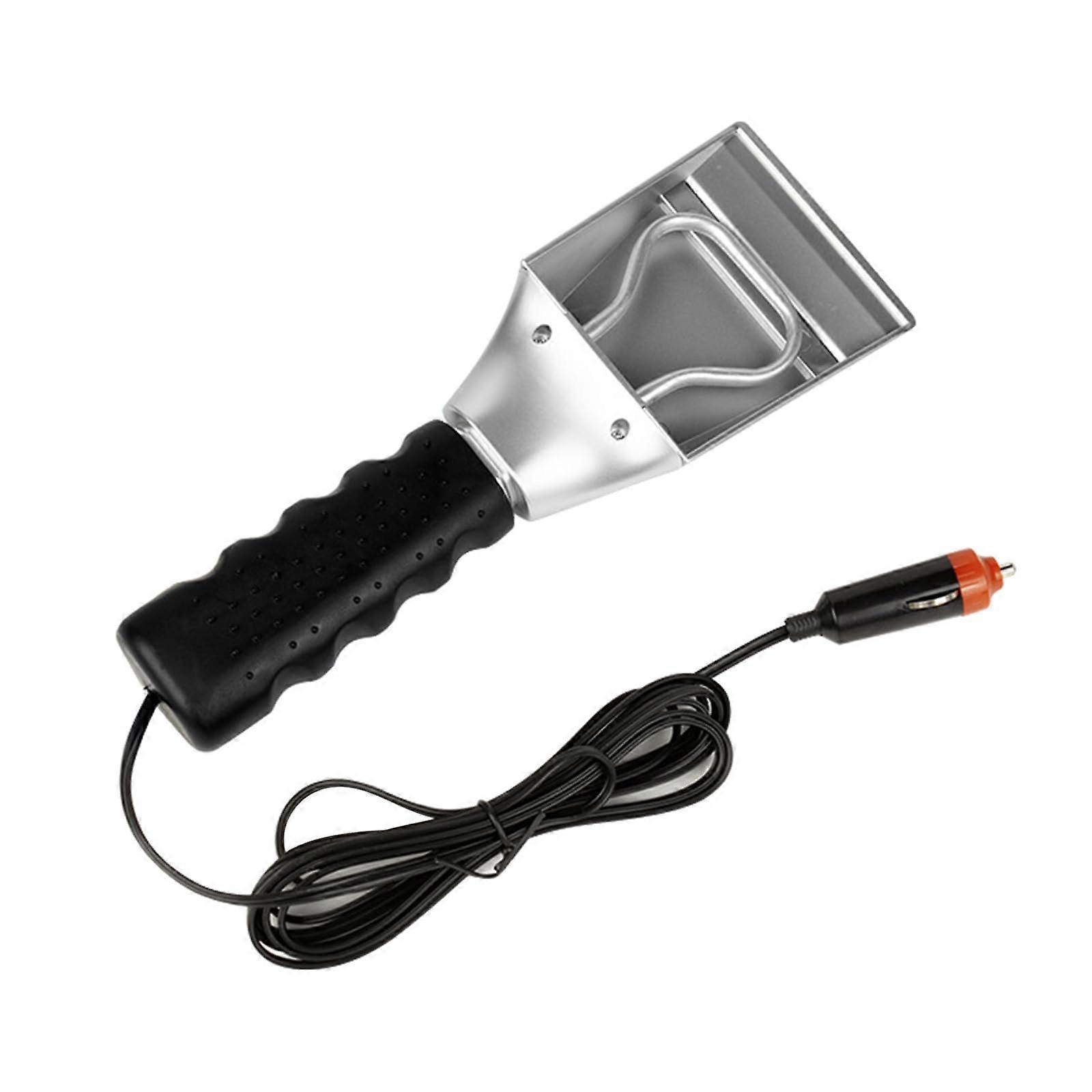 12V Heated Ice Scraper with AntiSkid Handle and Squeegee for Car Windshield Snow Removal