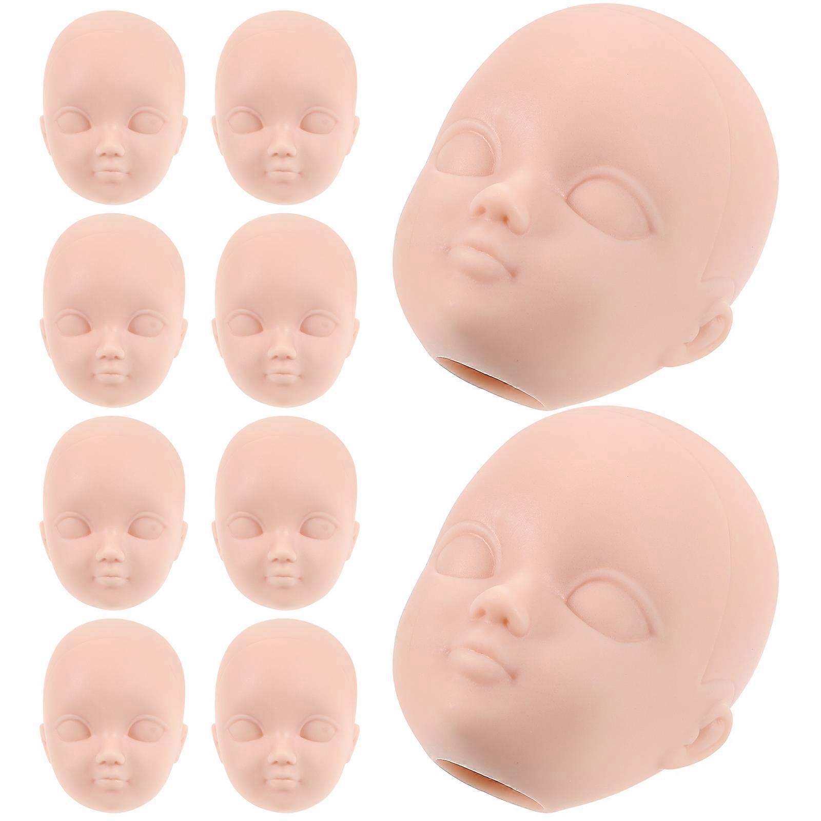 Makeup Doll Head Plastic Doll Parts Pink for Makeup Practice 10Pcs